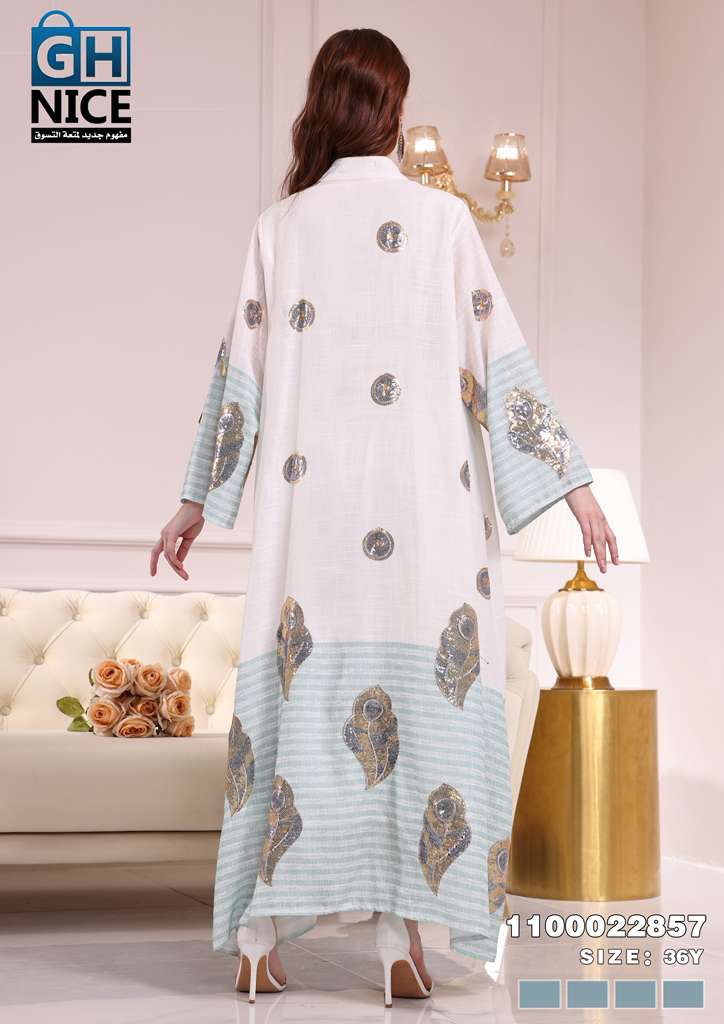 Vera Luxe Feather Print Layered Maxi Abaya Set