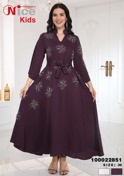 Vera Elegant Embroidered Waist-Tie Midi Dress