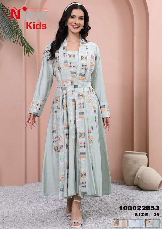 Vera Geometric Embroidered Layered Maxi Dress