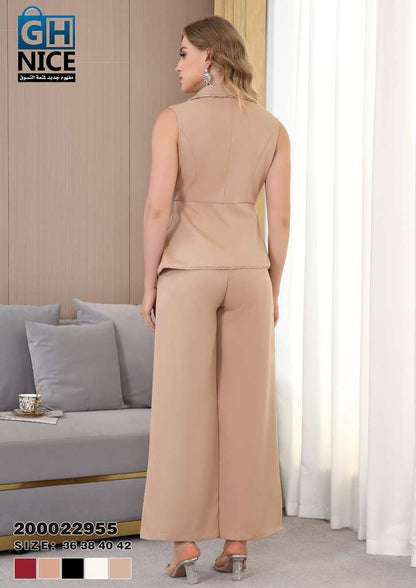 Chic Tailored Wrap Top &amp; Wide-Leg Pants Set