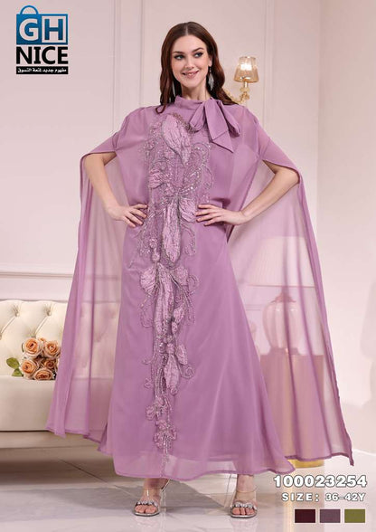 VERA Embellished Cape Maxi Dress