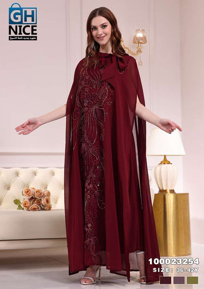 VERA Embellished Cape Maxi Dress