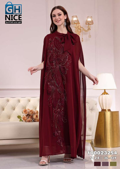 VERA Embellished Cape Maxi Dress