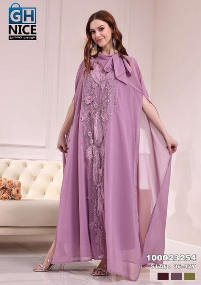 VERA Embellished Cape Maxi Dress
