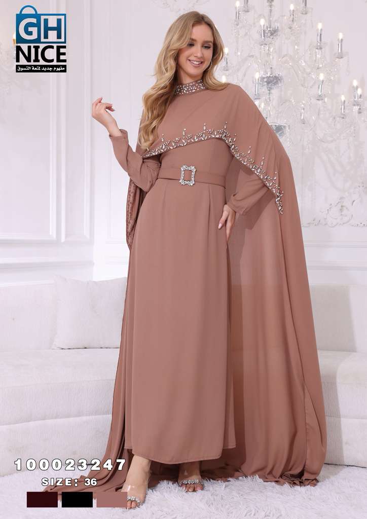VERA Royal Cape Embellished Maxi Dress with Statement Belt