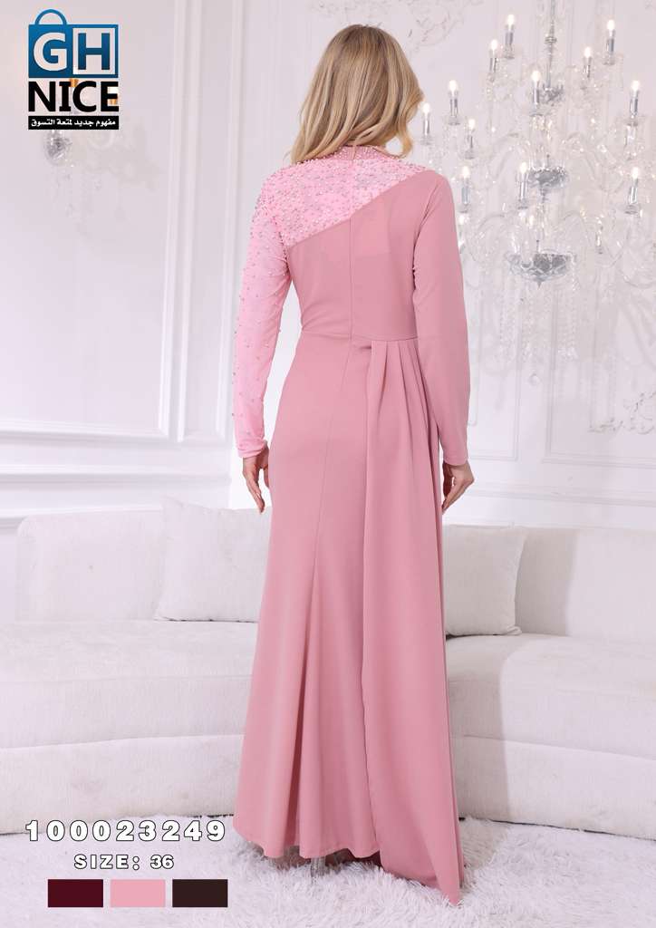 VERA Luxe Asymmetric Embellished Evening Maxi Dress