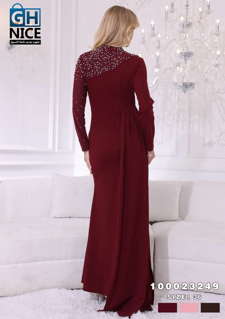 VERA Luxe Asymmetric Embellished Evening Maxi Dress