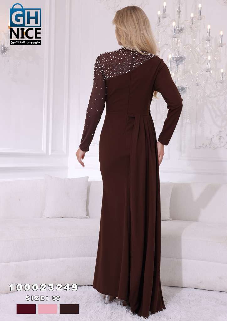 VERA Luxe Asymmetric Embellished Evening Maxi Dress