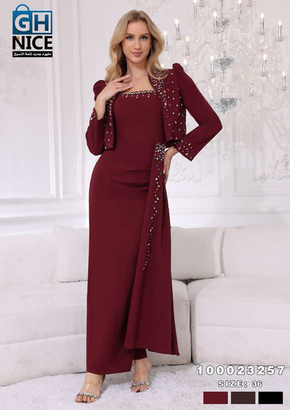 VERA Embellished Two-Piece Evening Maxi Dress Set