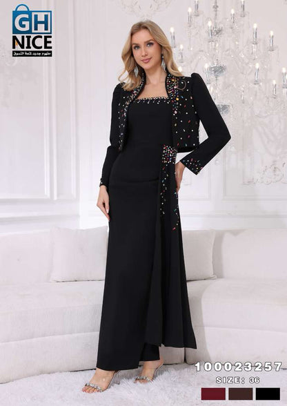 VERA Embellished Two-Piece Evening Maxi Dress Set