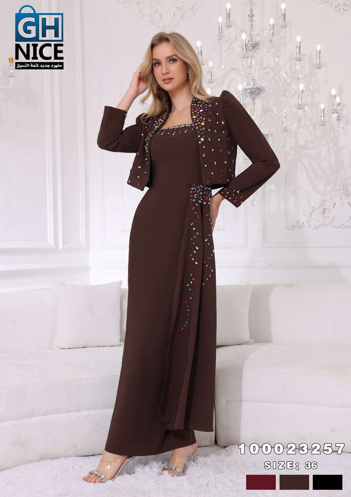 VERA Embellished Two-Piece Evening Maxi Dress Set