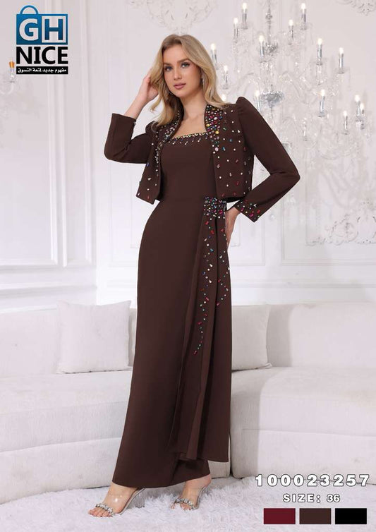 VERA Embellished Two-Piece Evening Maxi Dress Set