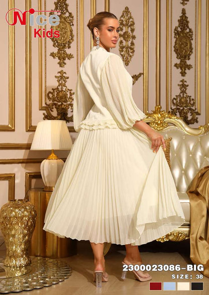 Vera Luxe Pleated Ruffle Midi Dress