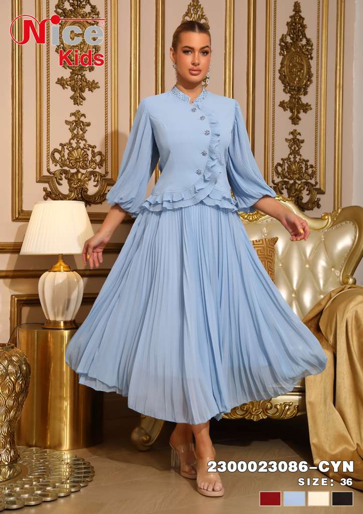 Vera Luxe Pleated Ruffle Midi Dress