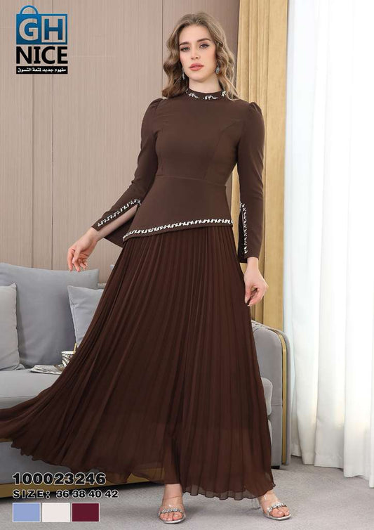 VERA Pleated Elegance Maxi Dress with Corset Back Detail