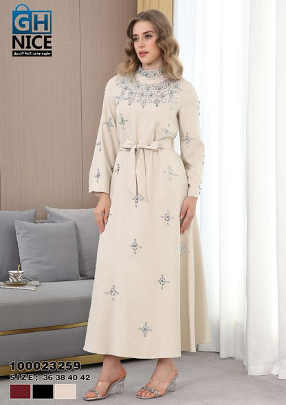 Royal Embellished High-Neck Maxi Dress