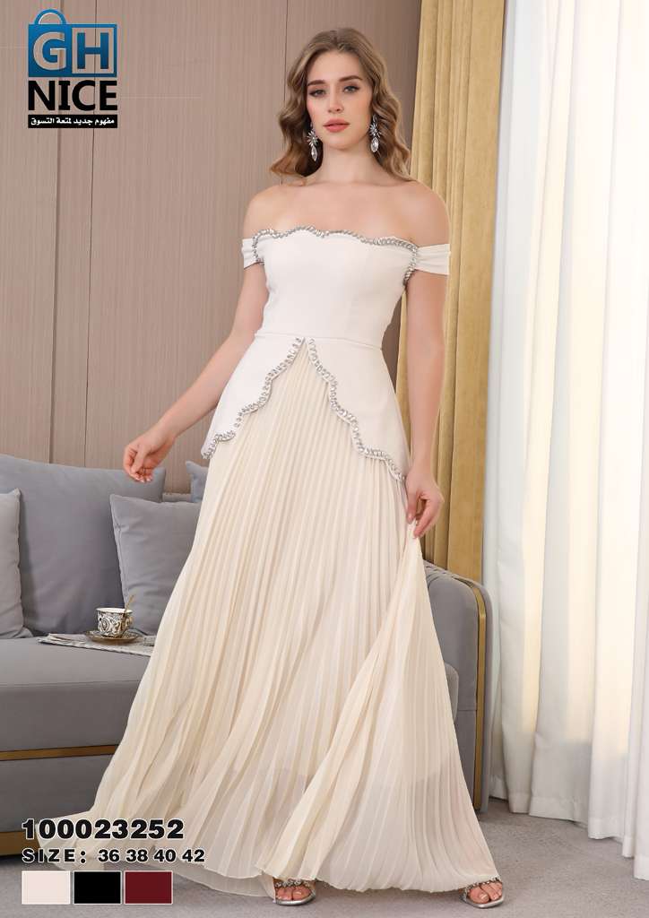 VERA Luxe Off-Shoulder Pleated Maxi Dress