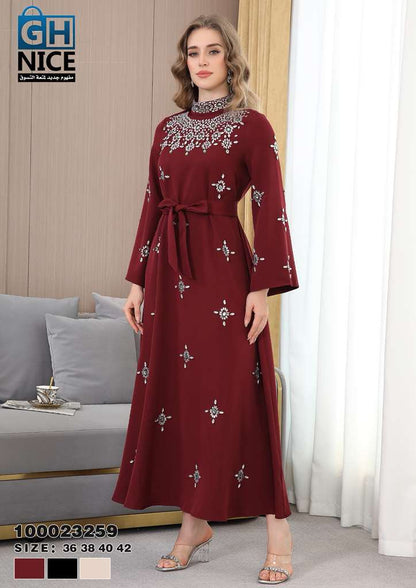 Royal Embellished High-Neck Maxi Dress