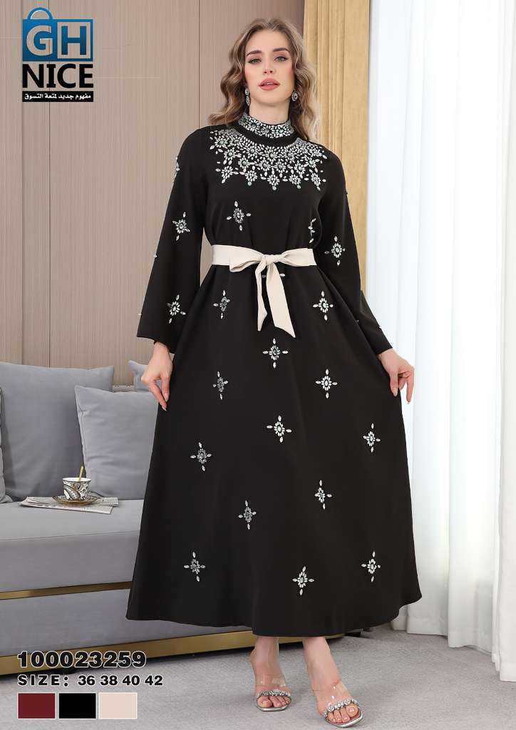 Royal Embellished High-Neck Maxi Dress