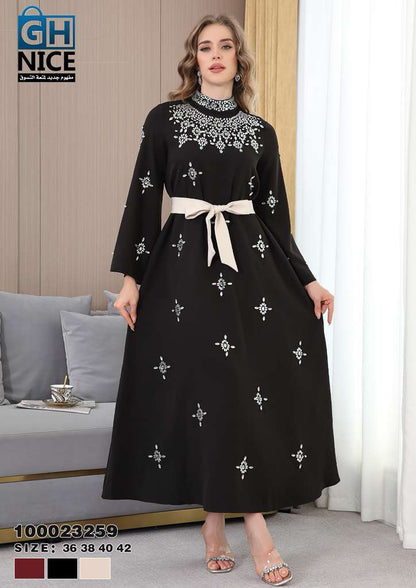 Royal Embellished High-Neck Maxi Dress