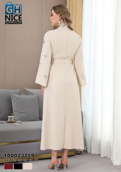 Royal Embellished High-Neck Maxi Dress