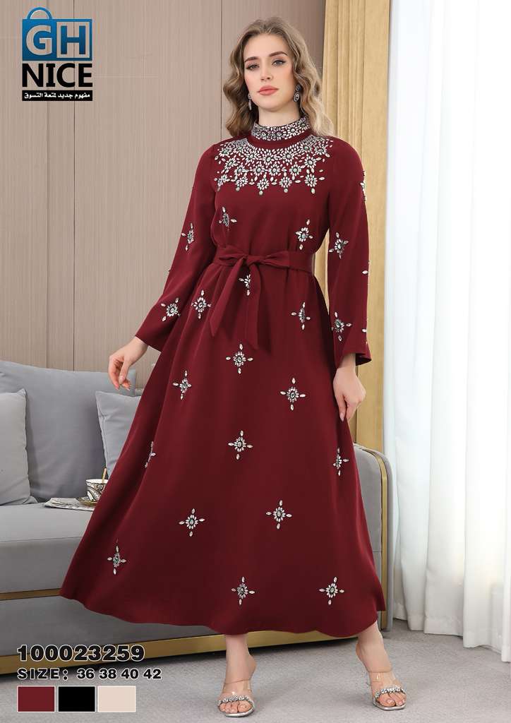 Royal Embellished High-Neck Maxi Dress