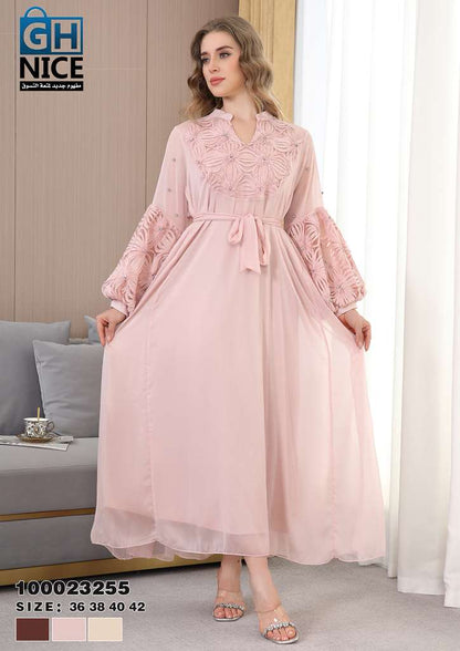 VERA Embroidered Belted Maxi Dress