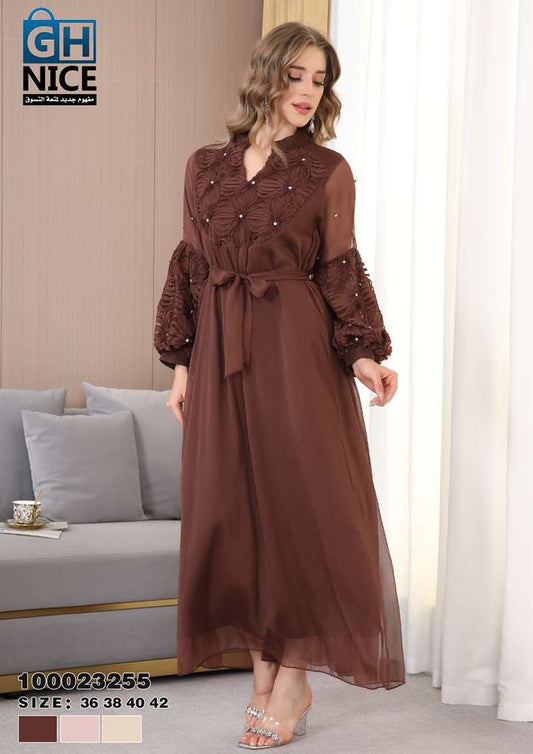 VERA Embroidered Belted Maxi Dress