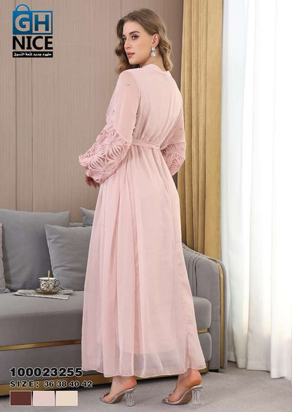 VERA Embroidered Belted Maxi Dress