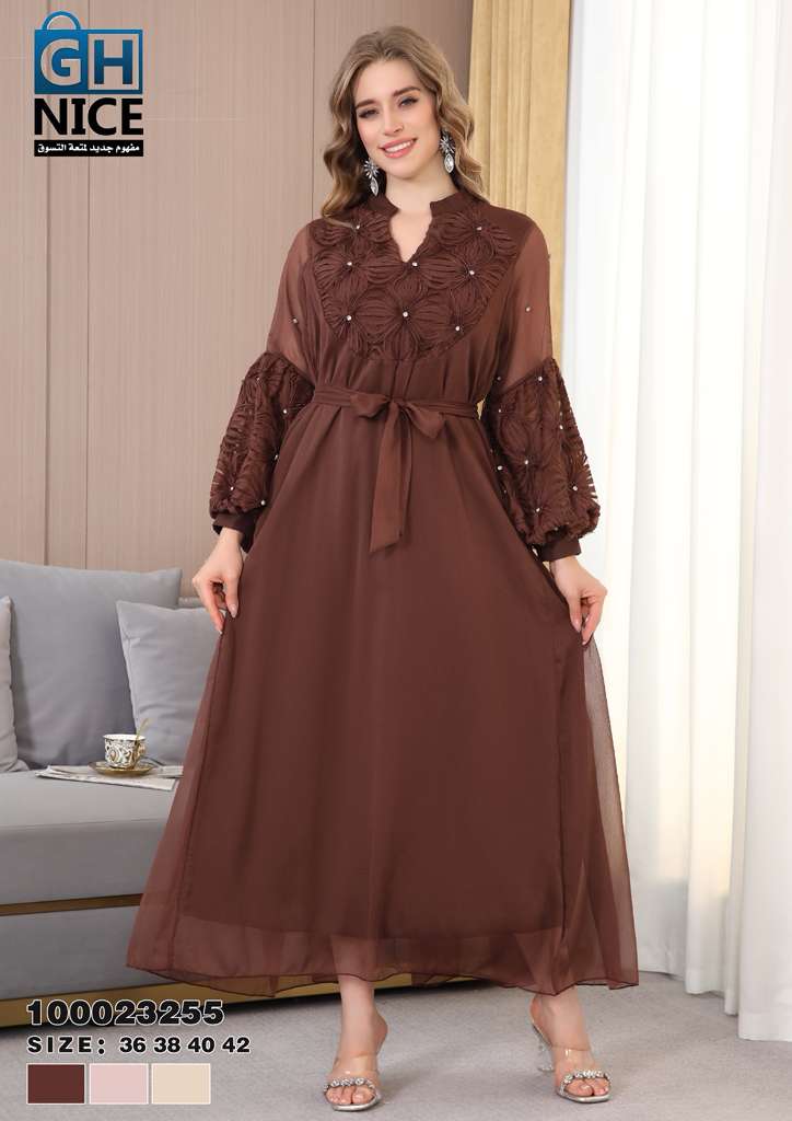 VERA Embroidered Belted Maxi Dress