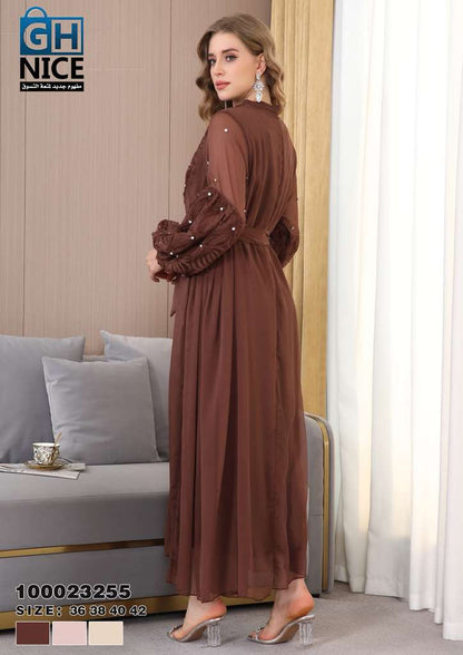 VERA Embroidered Belted Maxi Dress