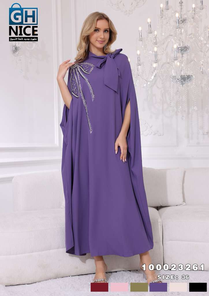 Luxury Embellished Bow-Detail Kaftan Maxi Dress