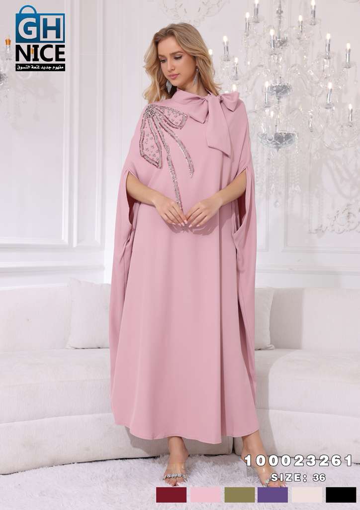 Luxury Embellished Bow-Detail Kaftan Maxi Dress