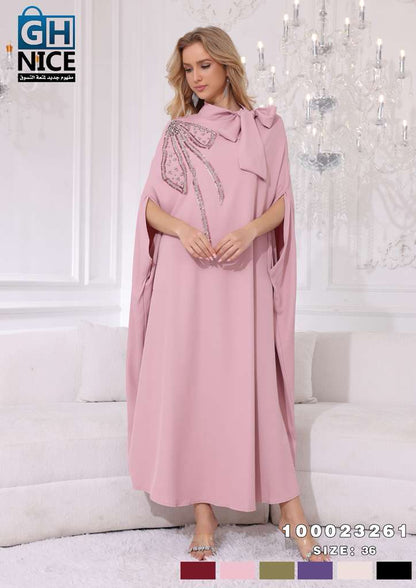 Luxury Embellished Bow-Detail Kaftan Maxi Dress