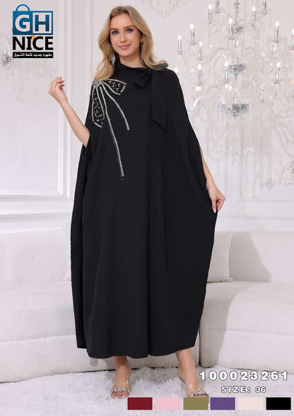Luxury Embellished Bow-Detail Kaftan Maxi Dress