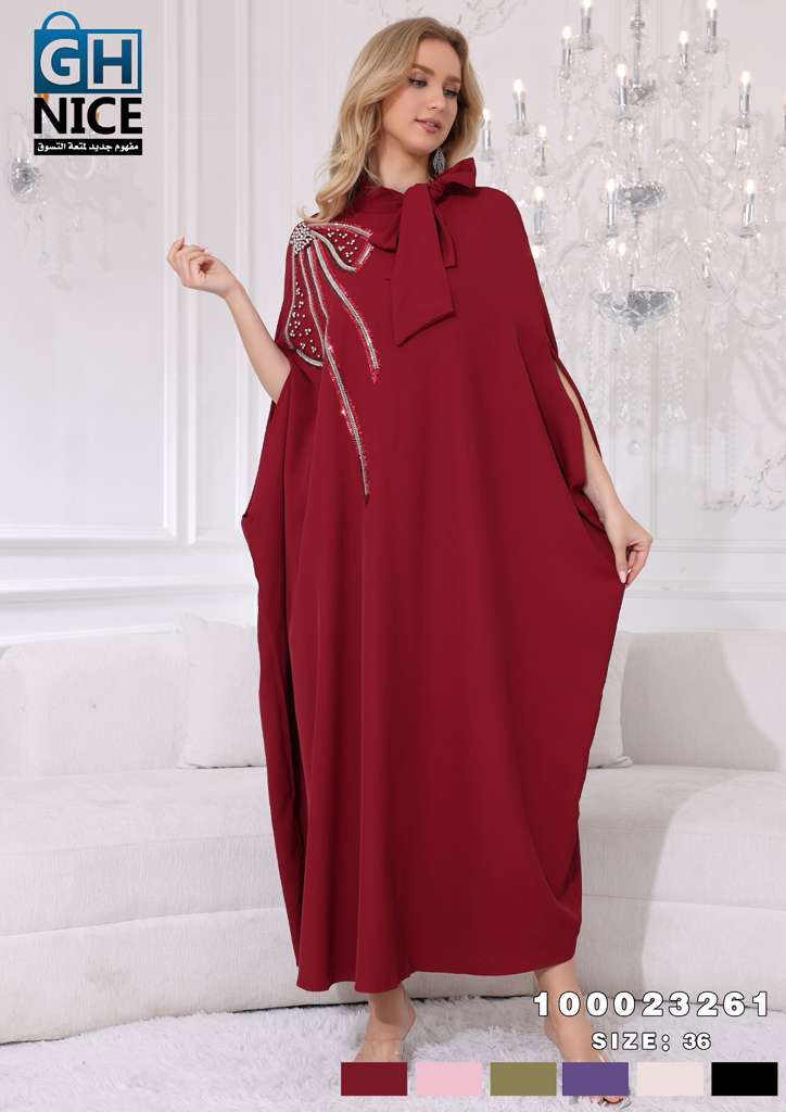 Luxury Embellished Bow-Detail Kaftan Maxi Dress