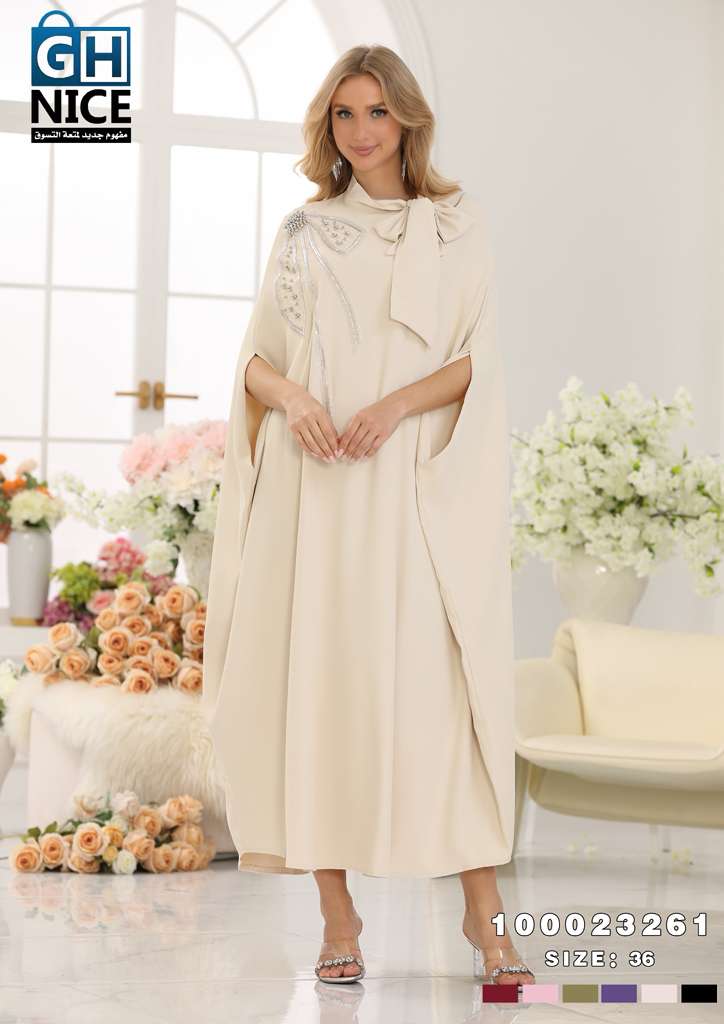 Luxury Embellished Bow-Detail Kaftan Maxi Dress