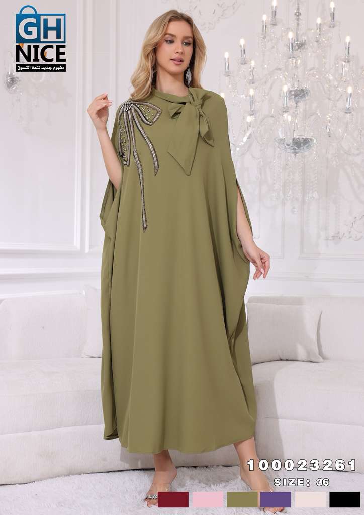 Luxury Embellished Bow-Detail Kaftan Maxi Dress