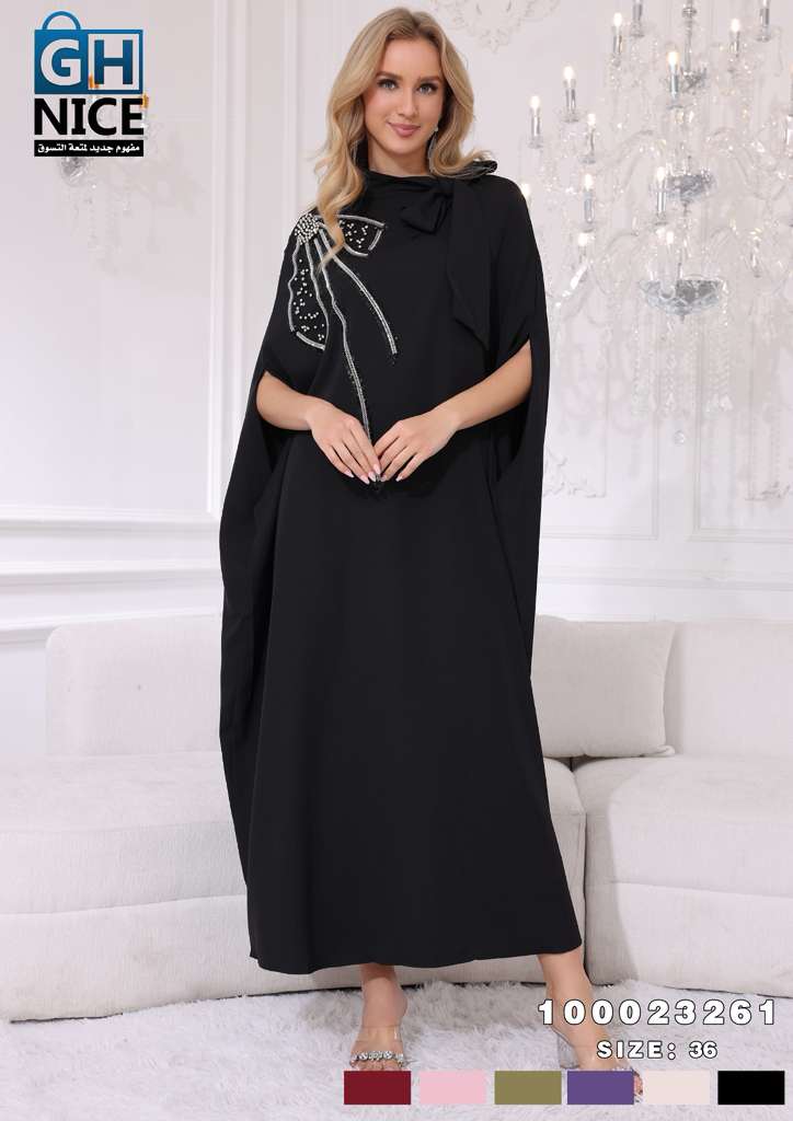 Luxury Embellished Bow-Detail Kaftan Maxi Dress