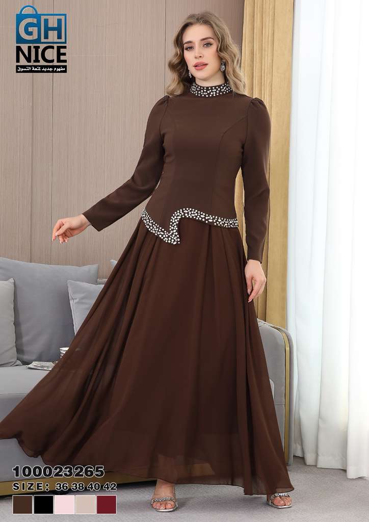 Elegant High-Neck Beaded Waist Maxi Dress