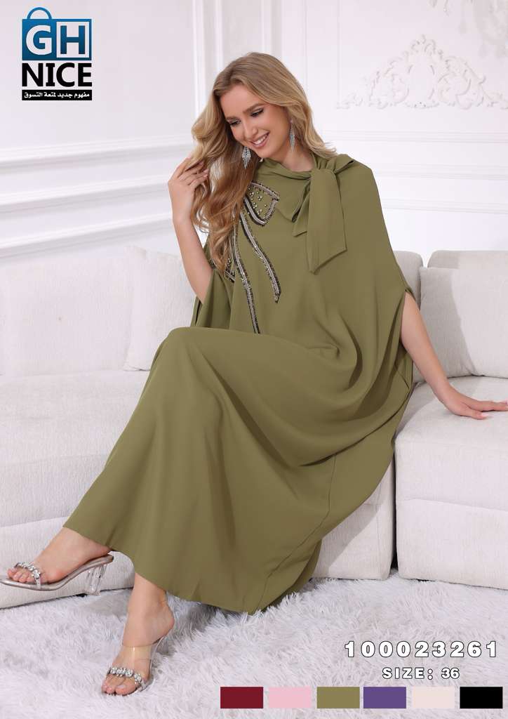 Luxury Embellished Bow-Detail Kaftan Maxi Dress